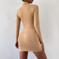 FallWinter Long-Sleeve Slim-Fit Dress With A Stand Collar