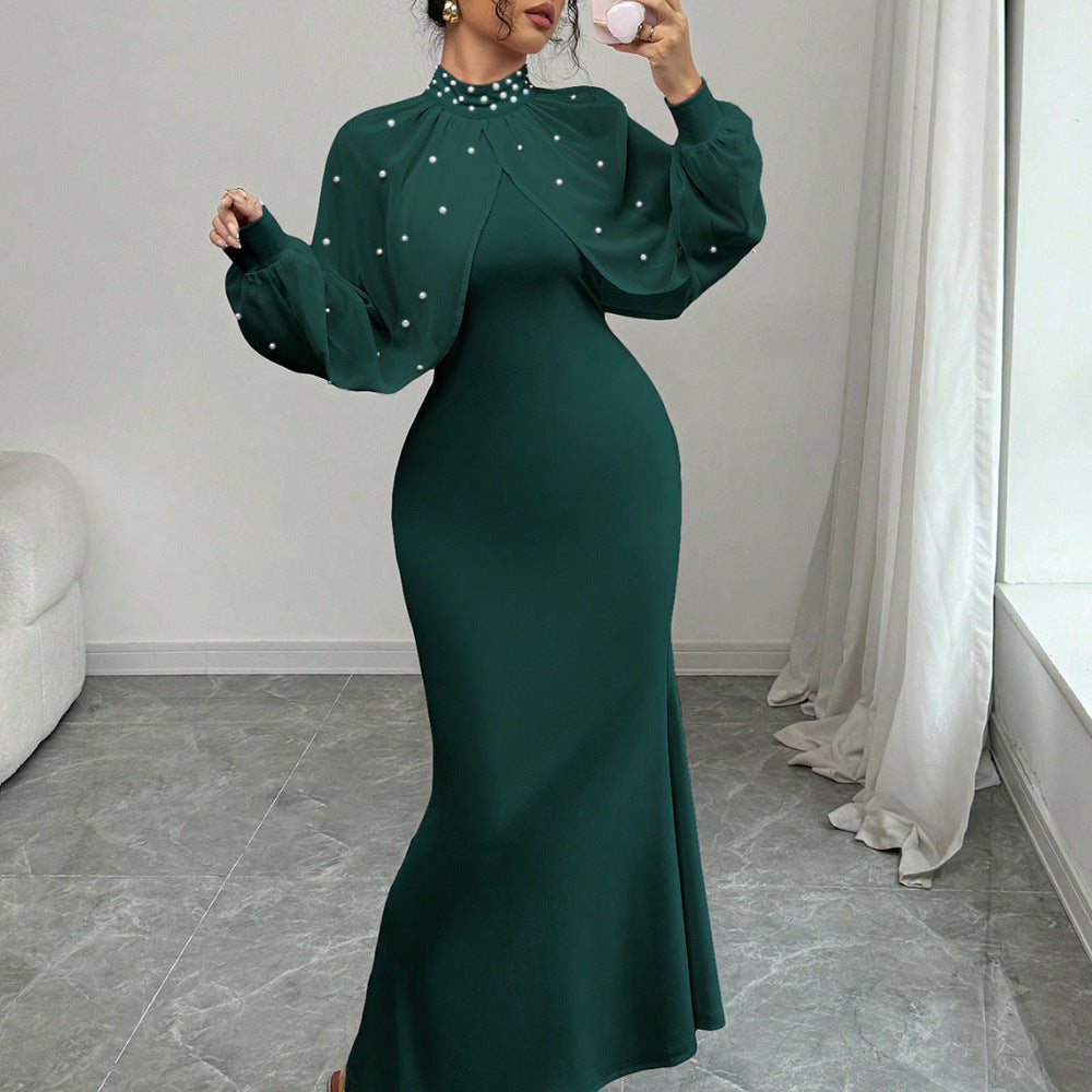 Womens Solid-Color Fashionable Patchwork Bodycon Dress