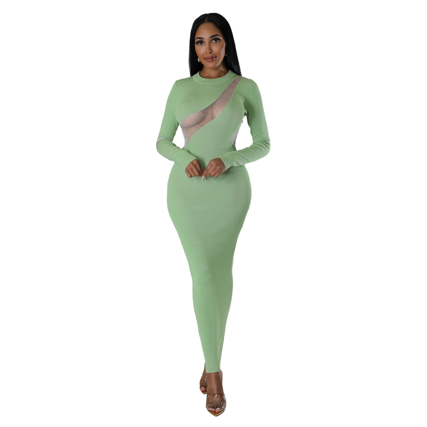 Robe fourreau sexy en maille ajustée
