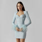 Elegant Square Neck Feather Long Sleeve