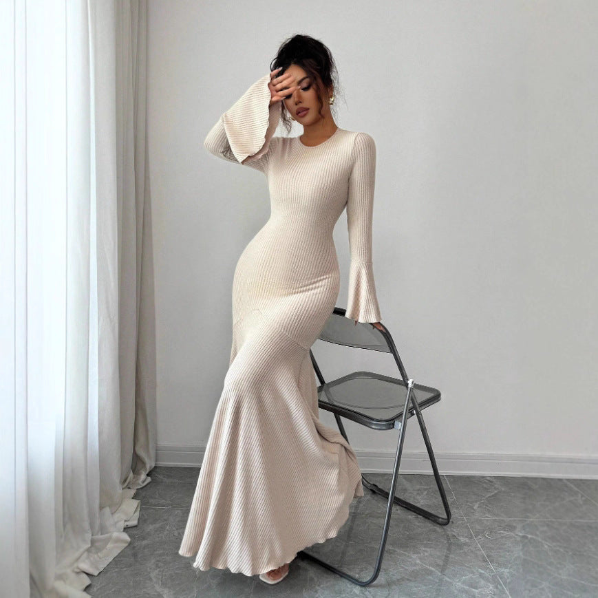 Mermaid Skirt Lotus Trumpet Sleeve Dress