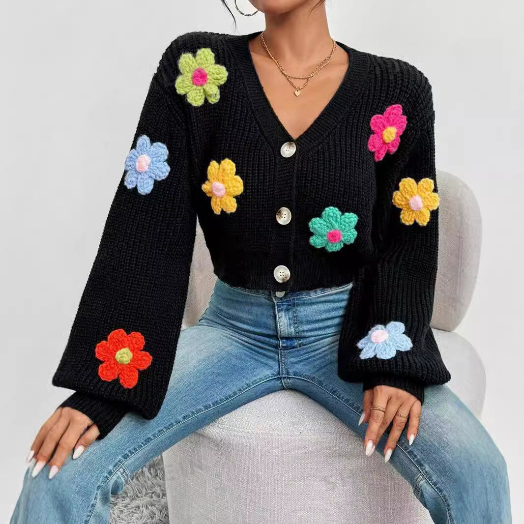 Cardigan à motif de fleurs douces