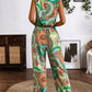 Women's Printed Jumpsuit Sleeveless Straight
