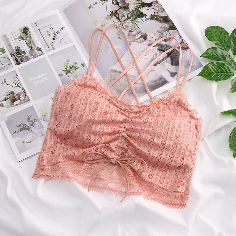 Drawstring Lace Wrap Chest Strapless Vest