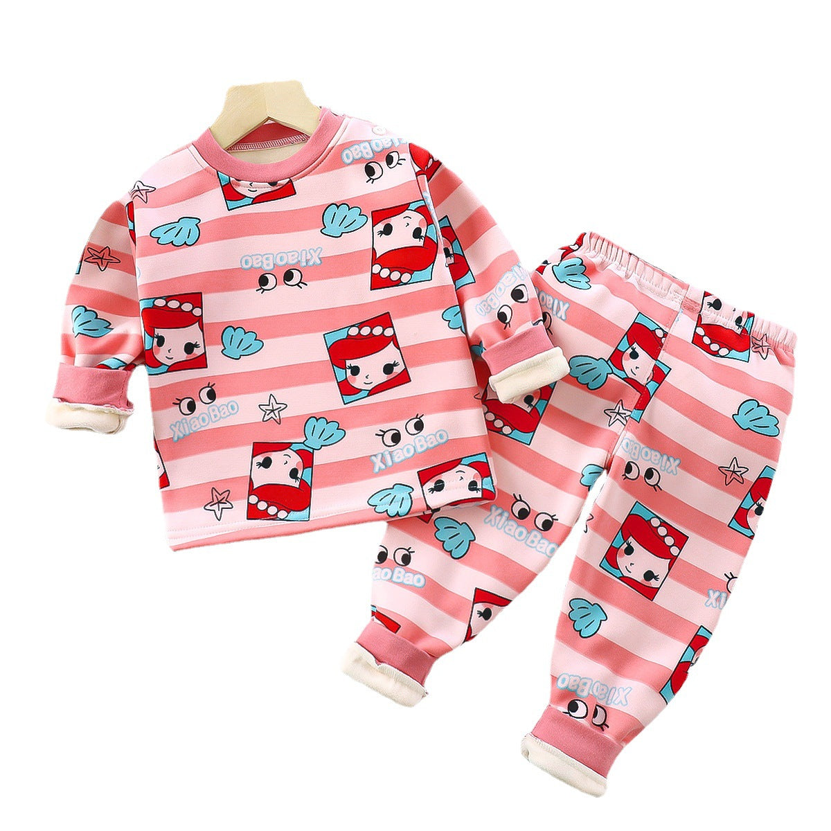Children Velvet Thermal Underwear Suit