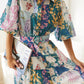 Women's Lantern Short Sleeve Belt Single-breasted A- Line Dress