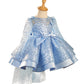Girls' Creative Blue Sequins Puffy Gauze Princess Dress