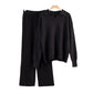 Knitted Pullover Wide Leg Trousers Two-piece Set