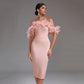Off-neck Feather Women's Dress