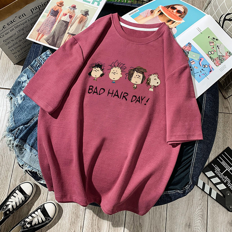 Korean style loose all-match cec half sleeve t-shirt