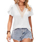 Women's V-neck Lace Short-sleeved Loose Top