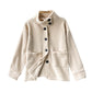 Lamb Wool Jacket Lady With High Collar Button