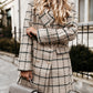 Long Sleeve Suit Collar Double Row Button Woolen Coat
