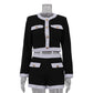 Color Contrast Patchwork Long Sleeve Cardigan Short Top Shorts Two-piece Set