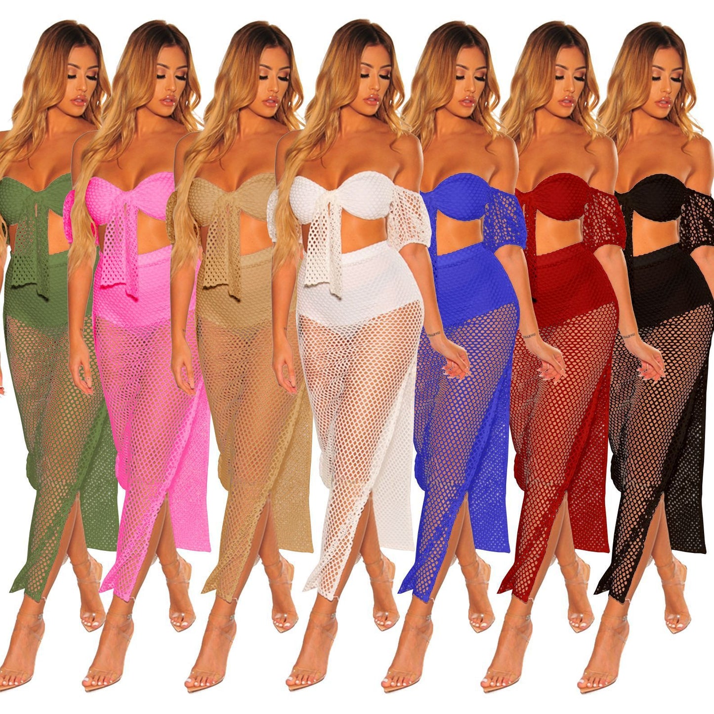 High split two-piece beachwear