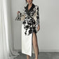Womens Skirt Floral Print Cross Neckline Slit Maxi Dress