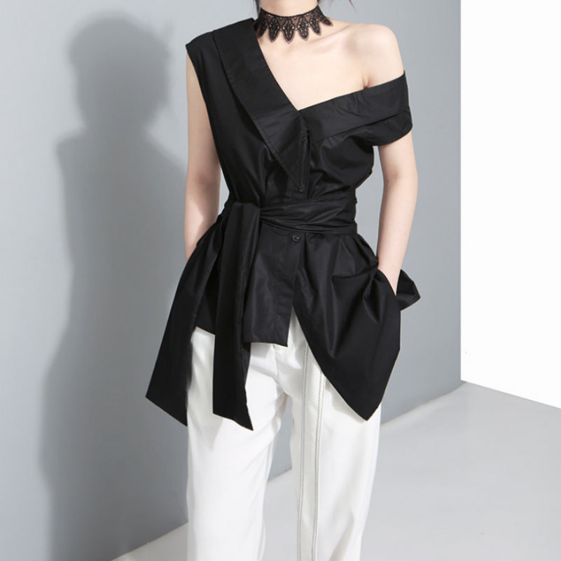 Off-the-shoulder sleeveless shirt top