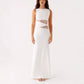 Womens Slim-Fit Lace-Patch Draping Dress
