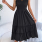 Casual Sleeveless Ruched Waistline Flounce Maxi Dress