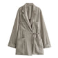 European And American Style Double Breasted Vertical Coat High Waist Straight-leg Pants