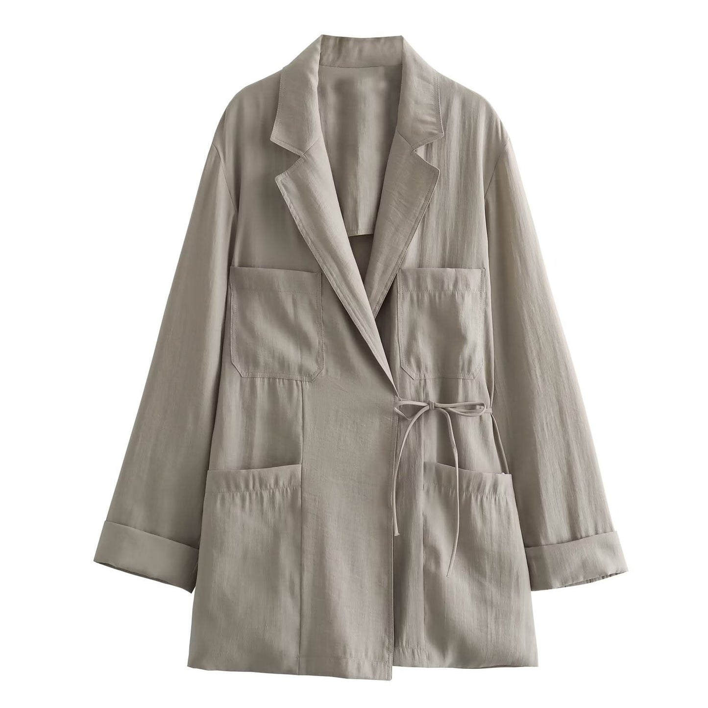 European And American Style Double Breasted Vertical Coat High Waist Straight-leg Pants