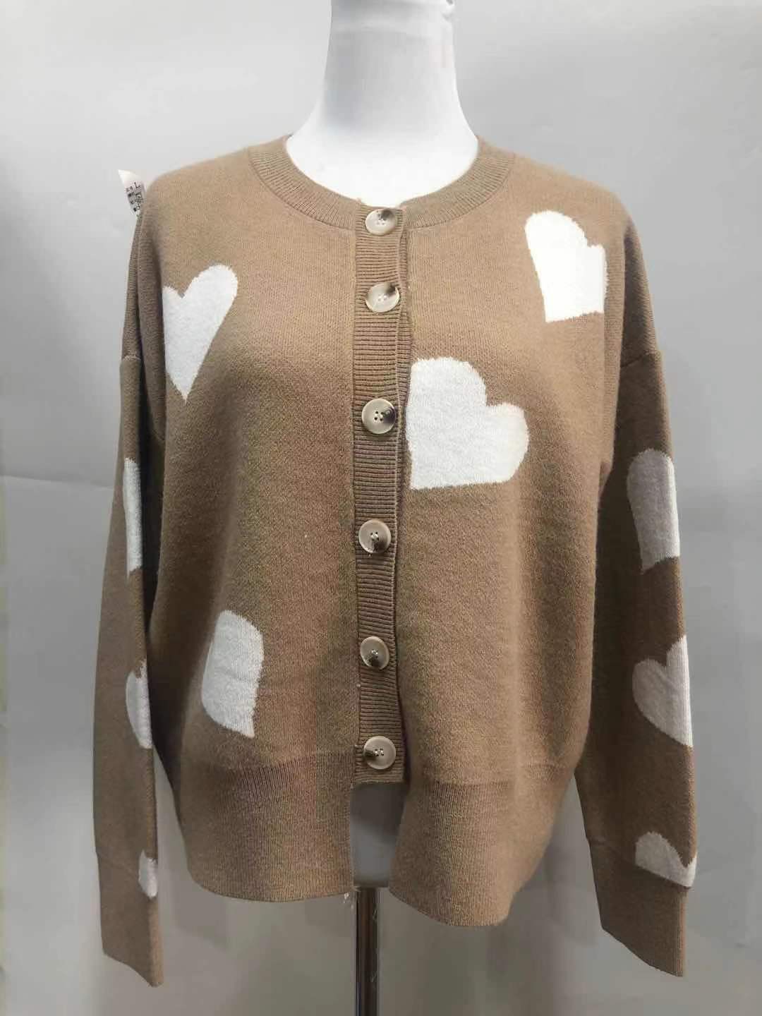 Pull cœur pour femme, cardigan simple boutonnage, manteau en tricot, vêtements d'extérieur