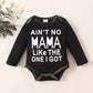 Spring And Autumn Boys' MAMA Letter Printing Long-sleeve Jumpsuit Three-piece Set