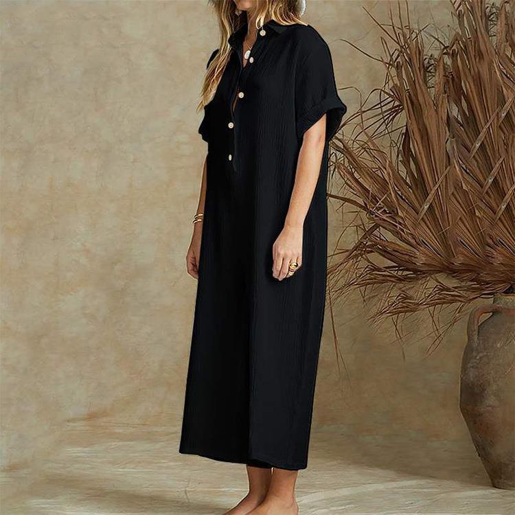 Women's Solid Color Short-sleeved Jumpsuit