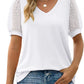 Womens Summer Tops V Neck T Shirts Dot Puff Sleeve Tops Loose Casual Tshirts
