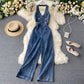 Elegant Neck-hanging Sleeveless Open-back High-waist Slimming Wide-leg Pants
