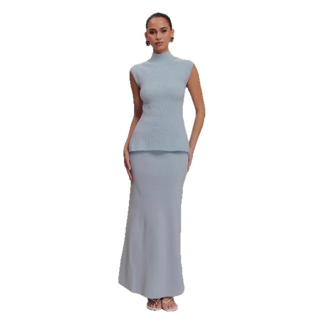 Women's Fashion Knitwear High Waist Hip Skirt Casual Suit