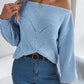 Pull décontracté à manches lanternes et col rond
