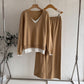 Autumn Winter Retro Fake Two-piece V-neck Fashion Knitwear Top