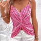 New European And American-style Ethnic Retro Italian Spaghetti Chain Print Knotted Sexy V-neck Camisole