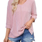 Women's Contrast Color Wave Striped Bat Eight-quarter Sleeve