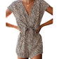 Women's Leopard Print V-Neck Sleeveless Neck Waist Casual Jumpsuit