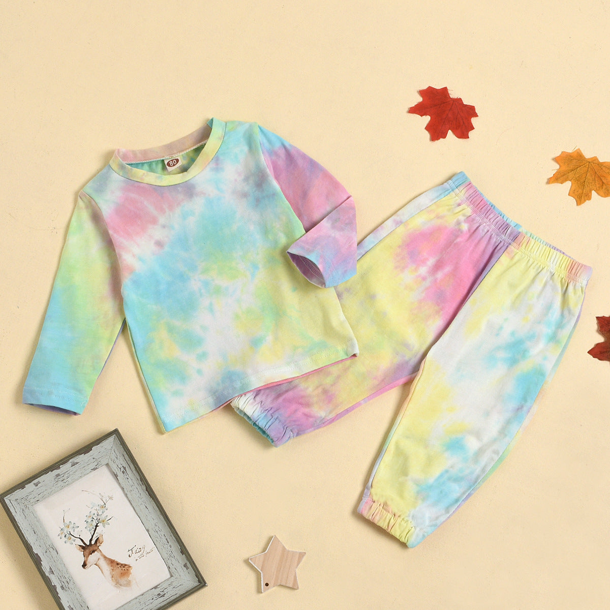Costume deux pièces tie-dye à manches longues pour le printemps et l'automne