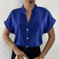 Women's Simple Solid Color And V-neck Button Cardigan Shirt