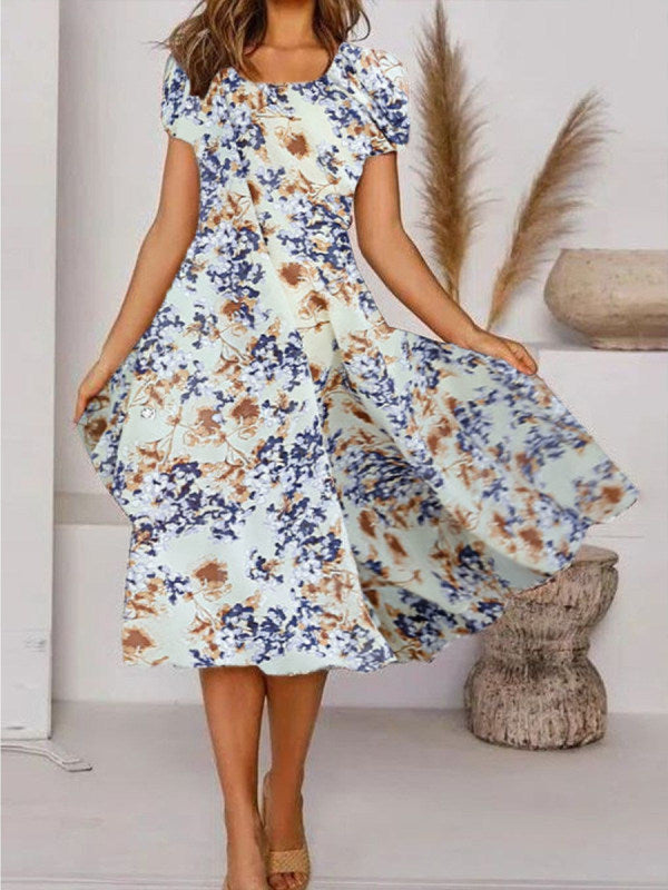 Summer Urban Casual Short Sleeve Round Neck Loose Women's Dress