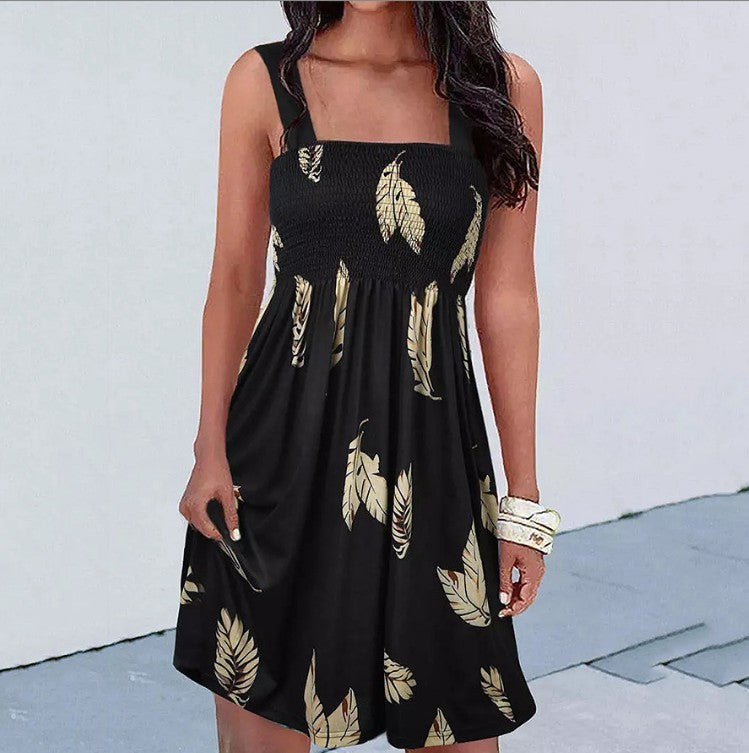 Robe à bretelles sexy à imprimé tendance