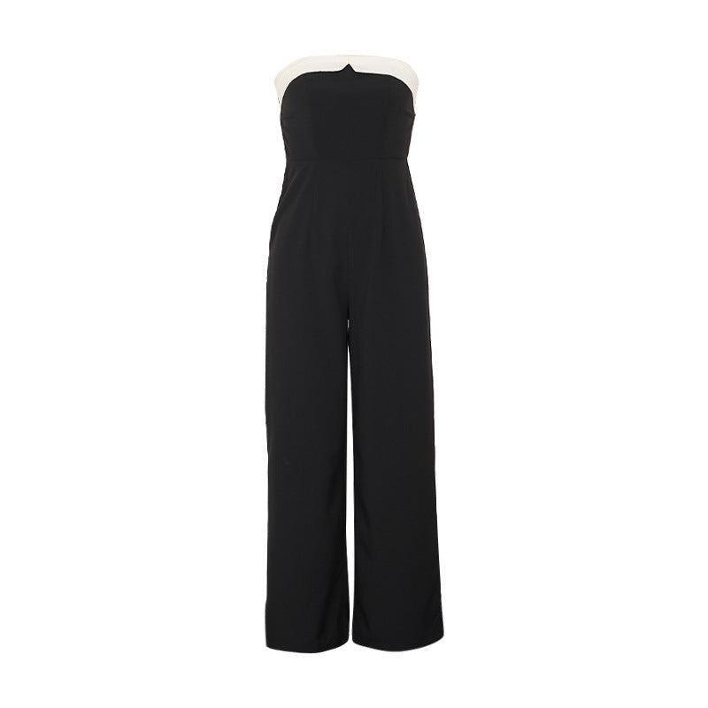 Womens Spliced Strapless Sleeveless Jumpsuit