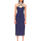 Nouvelle robe sexy sans manches à col en V et diamants