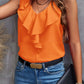 Summer Fashion All-matching Solid Color Lace V-neck Sleeveless Top