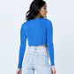 V-neck Solid Color Slim Long-sleeved Top