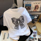 Nouveau t-shirt à manches courtes imprimé nœud papillon pour femme
