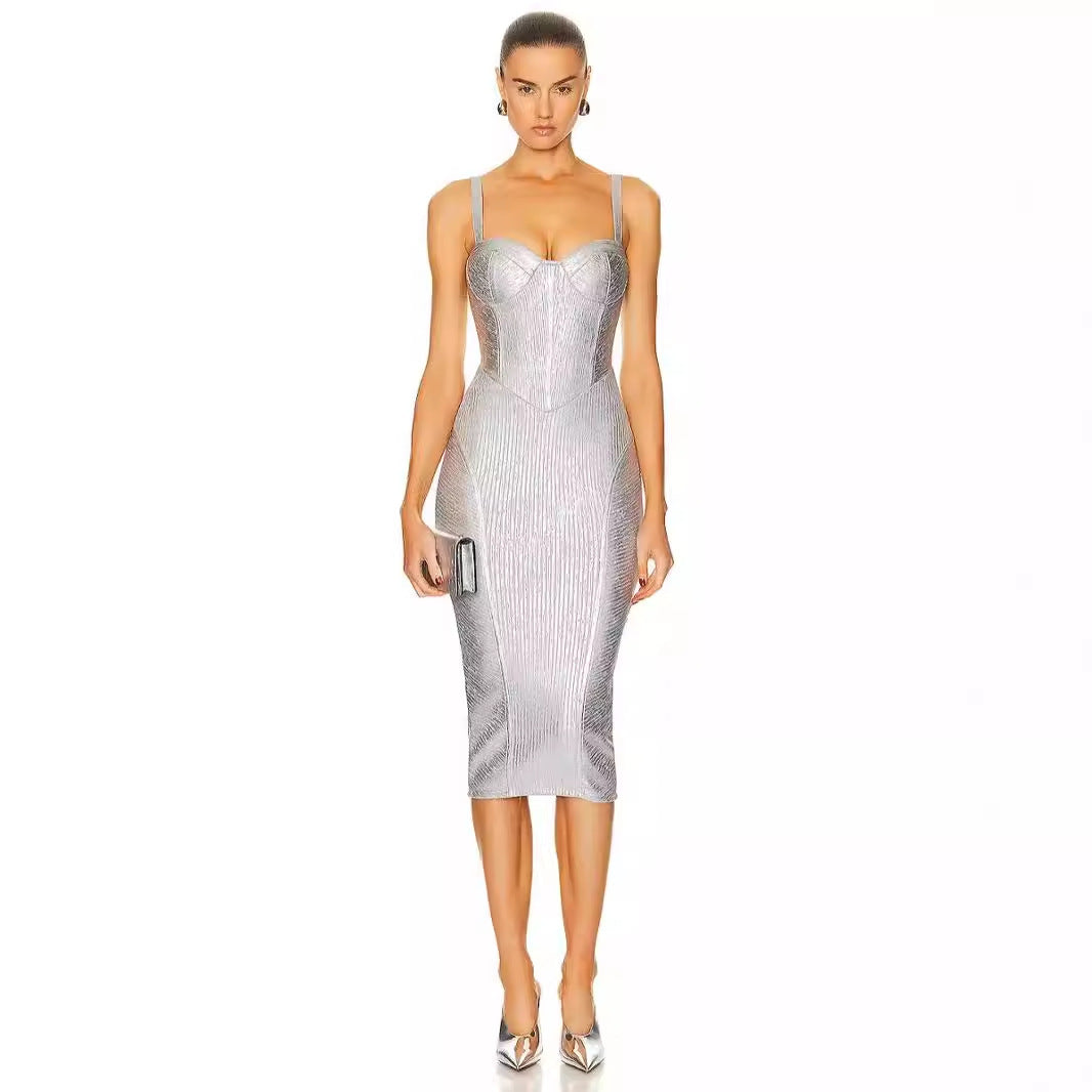 New Silver Fabric Dress Autumn