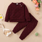 Ensemble printemps-automne pour garçons et filles, couleur bonbon, couleur unie, pois, col rond, manches longues, pantalon, vêtements pour enfants