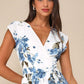 Women's Short-sleeved V-neck Digital Printing Irregular Front Short Back Length Dress