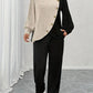 Round-neck Long-sleeve Soft Knit With Textured Color Blocks And Asymmetrical Design