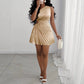 Womens Stylish And Elegant Solid-color Short Pleated Dress